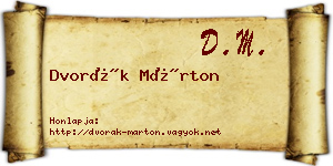 Dvorák Márton névjegykártya