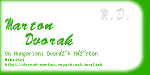 marton dvorak business card